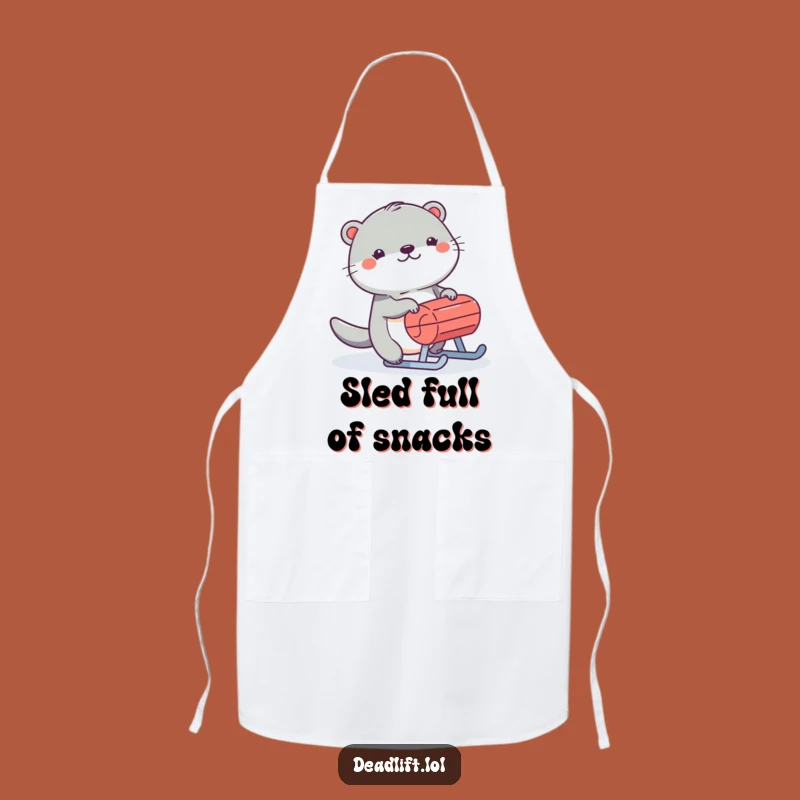 Funny Kawaii Otter Apron - Humorous Kitchen Gift for Winter Fun Lovers