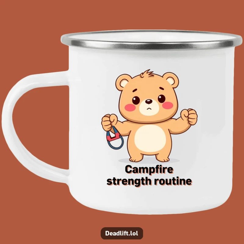 Durable Funny Kawaii Bear Camping Mug, Adventure Fitness Humor Gift