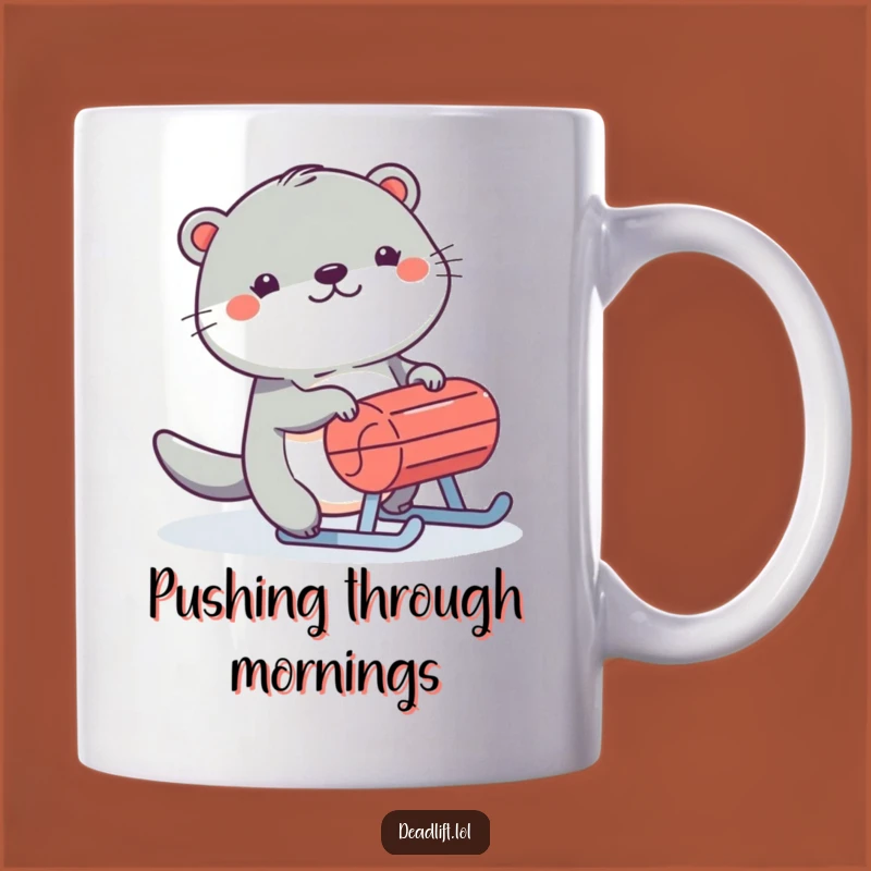 Funny Kawaii Otter Sled Mug - Cheerful Winter Fun Gift for Cozy Mornings
