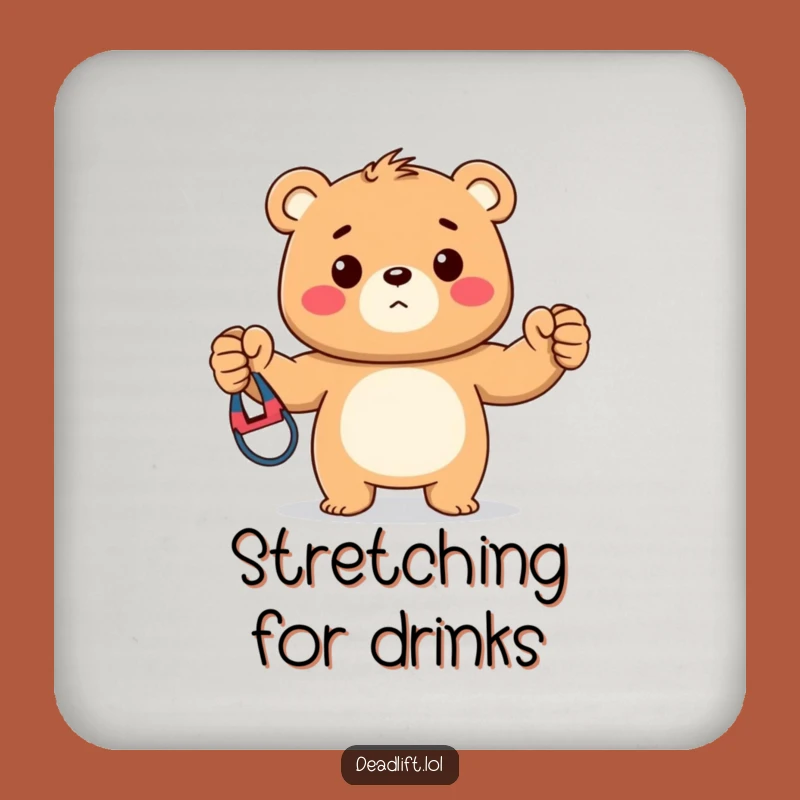 Funny Kawaii Bear Fitness Coasters, Protect Surfaces with Workout Humor