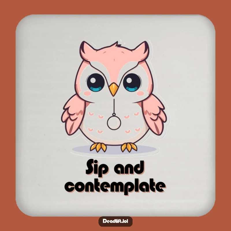 Funny Kawaii Owl Drink Coaster: Protect Surfaces with Focus Humor