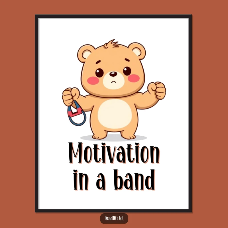 Funny Kawaii Bear Fitness Poster, Motivational Wall Art Gift