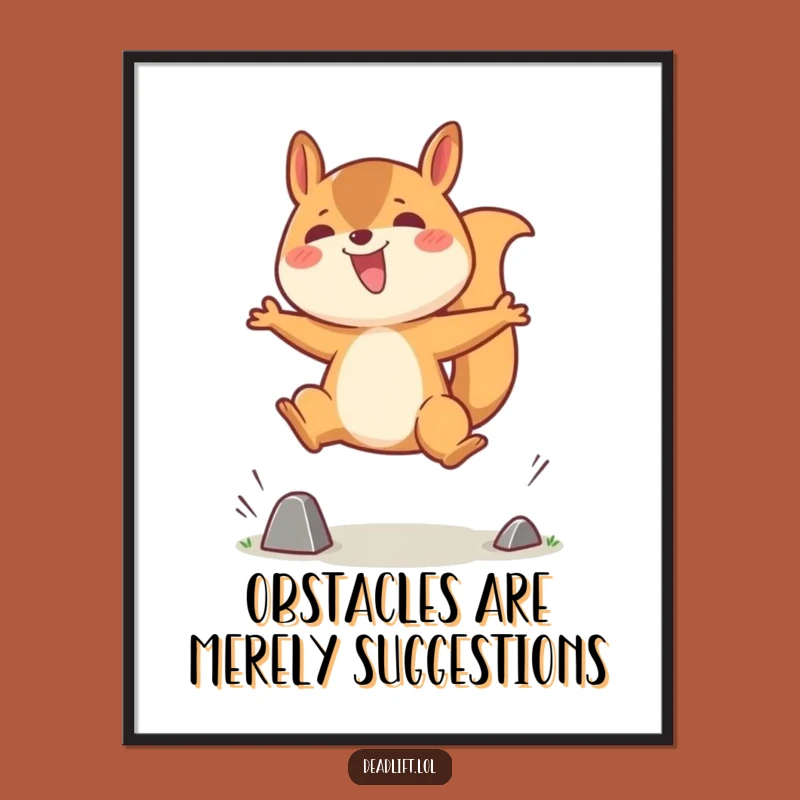 Funny Kawaii Squirrel Jumping Poster Print, Adorable Wall Art Gift