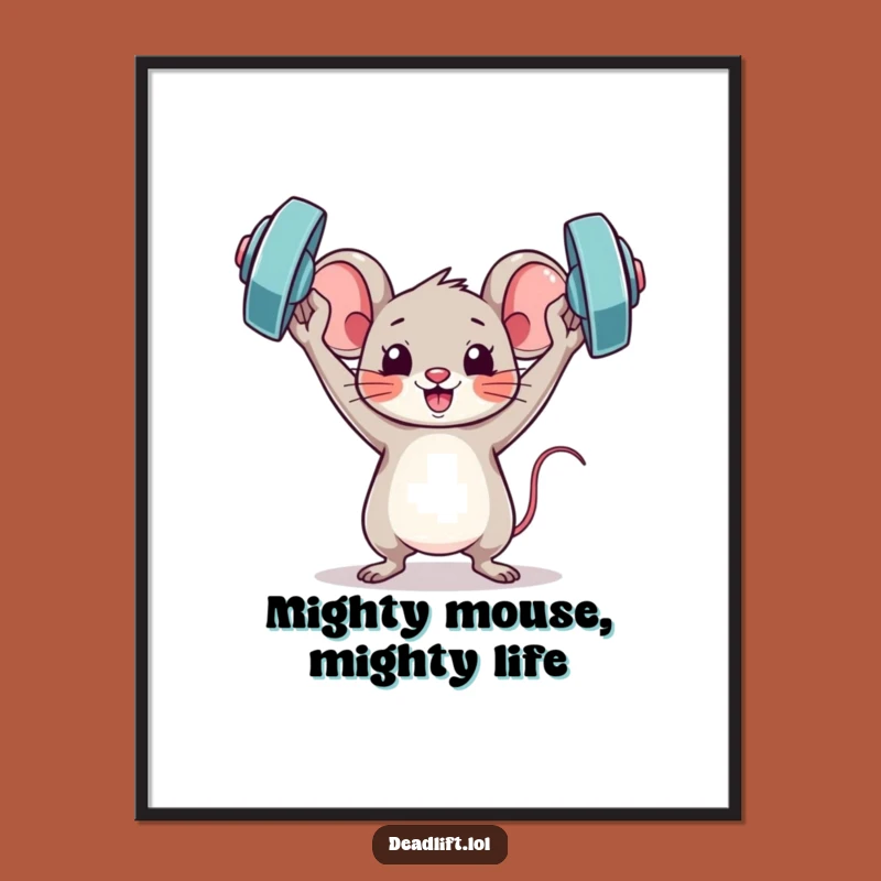 Free Printable Mouse Art: Triumphant Barbell Lift Wall Decor Download