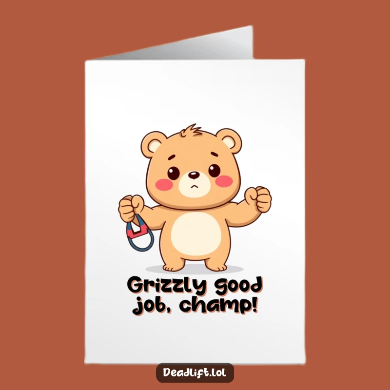 Kawaii Bear Workout Card: Free Printable Congrats, Strong Downloadable Gift for Achievement
