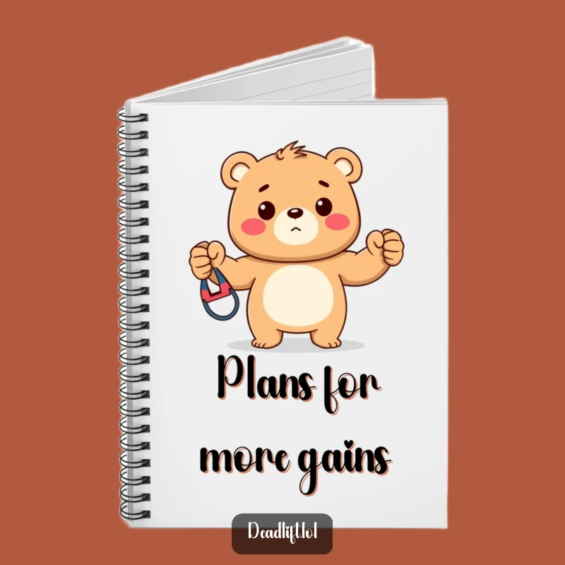 Funny Kawaii Bear Fitness Notebook, Log Workouts with Humor Gift
