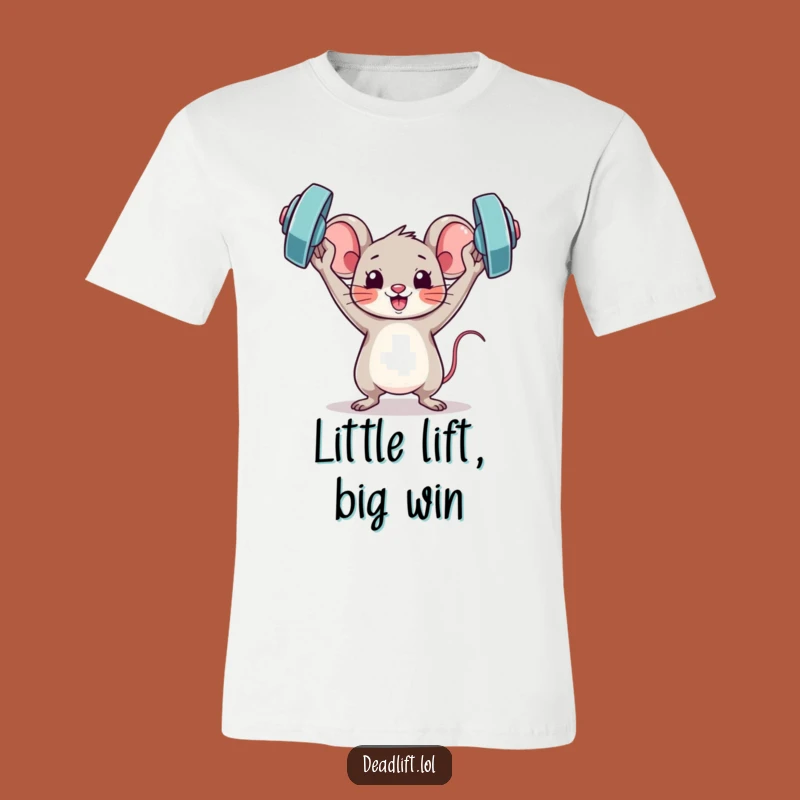 Funny Kawaii Mouse T-Shirt: Victorious Weightlifter - Hilarious Workout Gift
